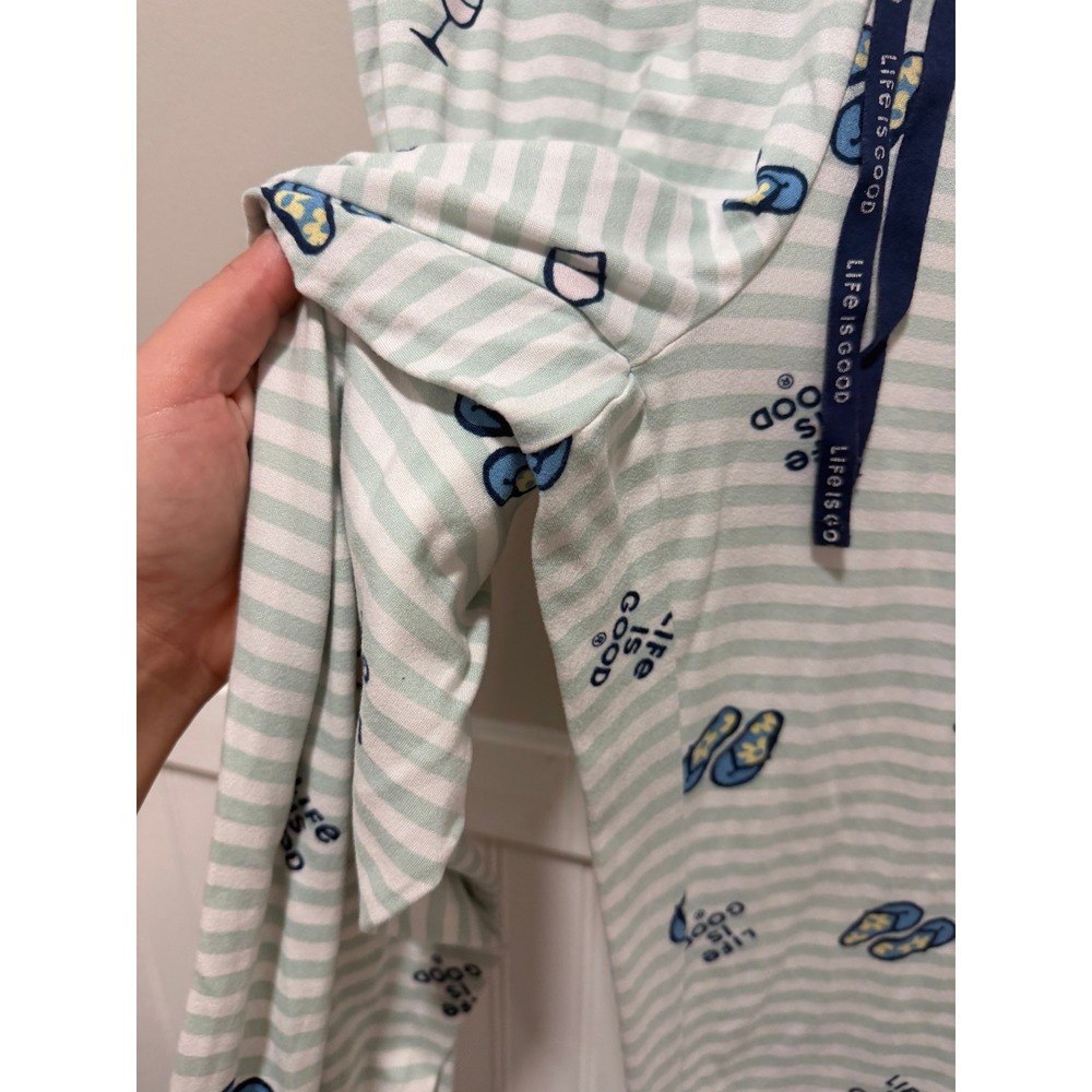 Life is Good Sleep Pull On Pajama Bottoms Stripes Flip Flop Women Size Large - Picture 3 of 7